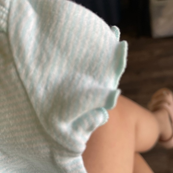 Baby Ruffle Sleeve Pinstripe Onesie - Picture 2 of 5